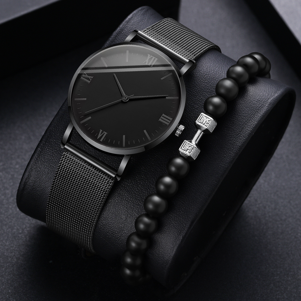 2PCS Men's Watch Fashion Roma  - đánh giá và giá Stainless Mesh Band