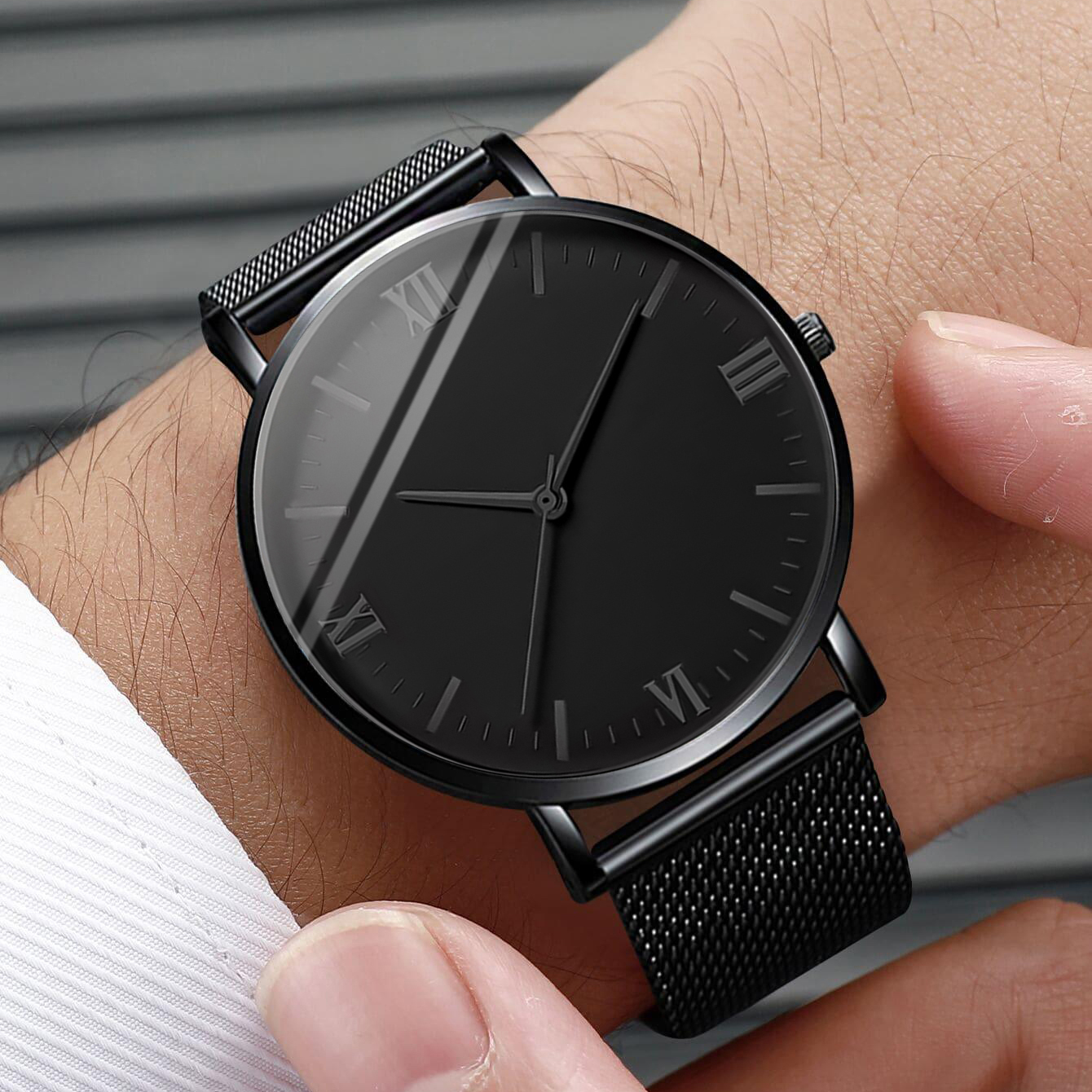 2PCS Men's Watch Fashion Roma  - đánh giá và giá Stainless Mesh Band