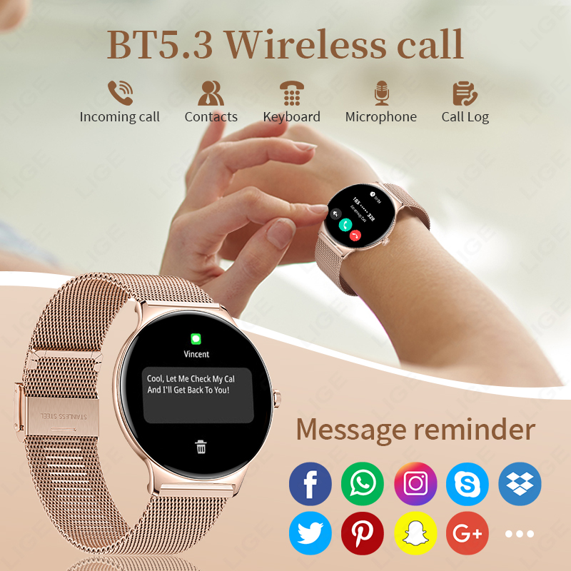 LIGE New Ultra Thin Smart Watc - đánh giá và giá Smartwatch Custom