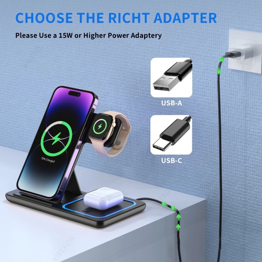 Foldable 3 in 1 Wireless Charg - đánh giá và giá Watch Charger Cable