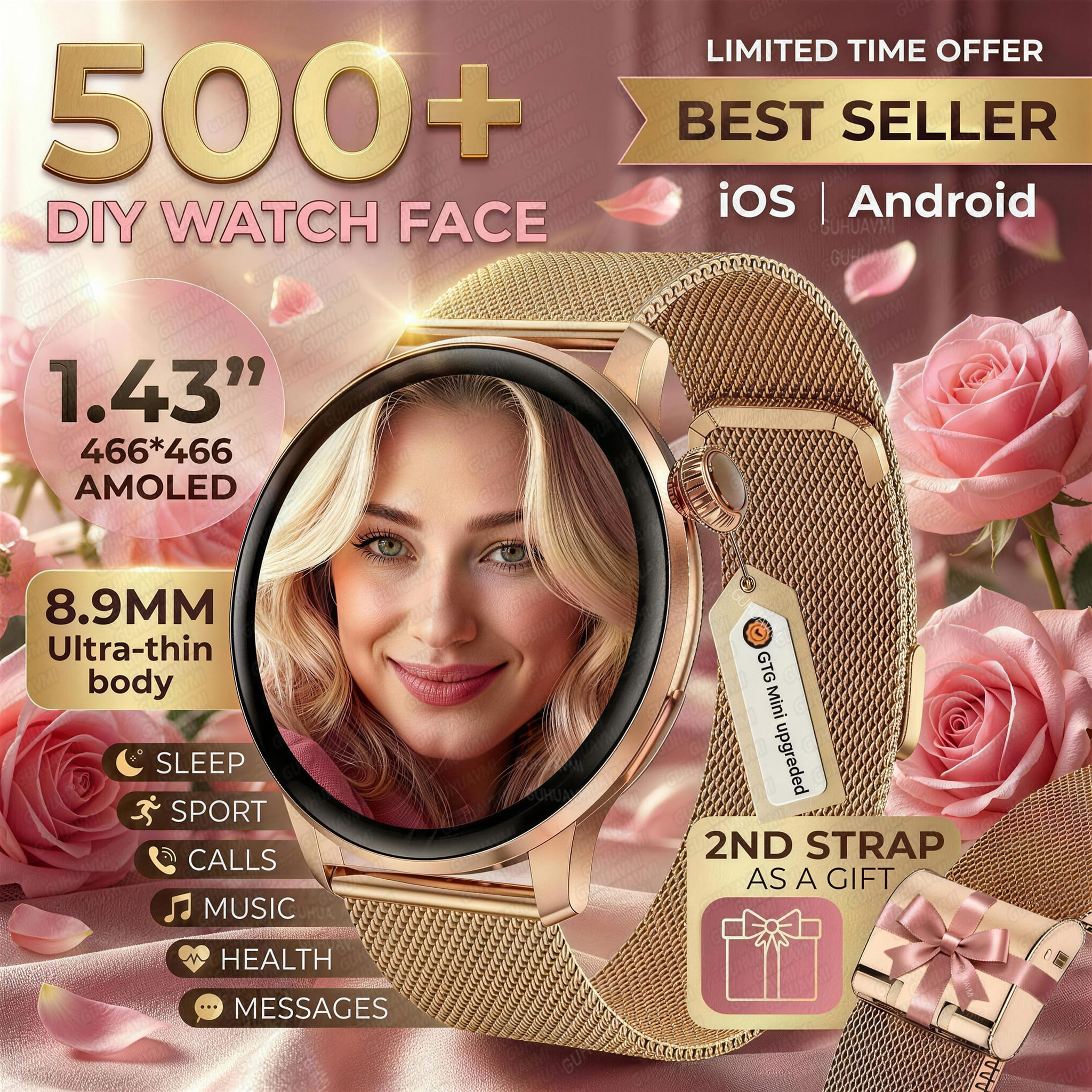 New Ultra-thin 8.9mm Lady Smar - đánh giá và giá Smartwatch Custom