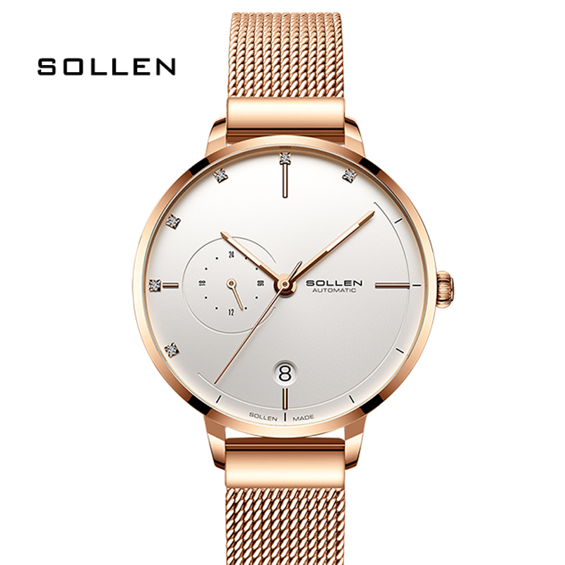 SOLLEN-Automatic Mechanical Wa - đánh giá và giá Stainless Mesh Band